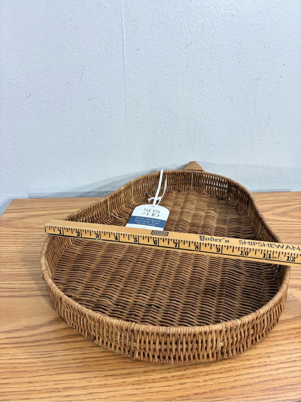 SDS + HD Pear Shaped Serving wicker rattan Tray Set of 2 - Brown Wicker - Picture 6 of 6